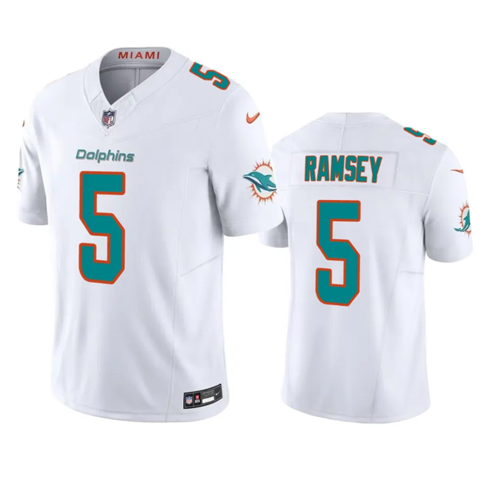 Miami Dolphins #5 Jalen Ramsey White 2023 F.U.S.E Vapor Limited Stitched Football Jersey